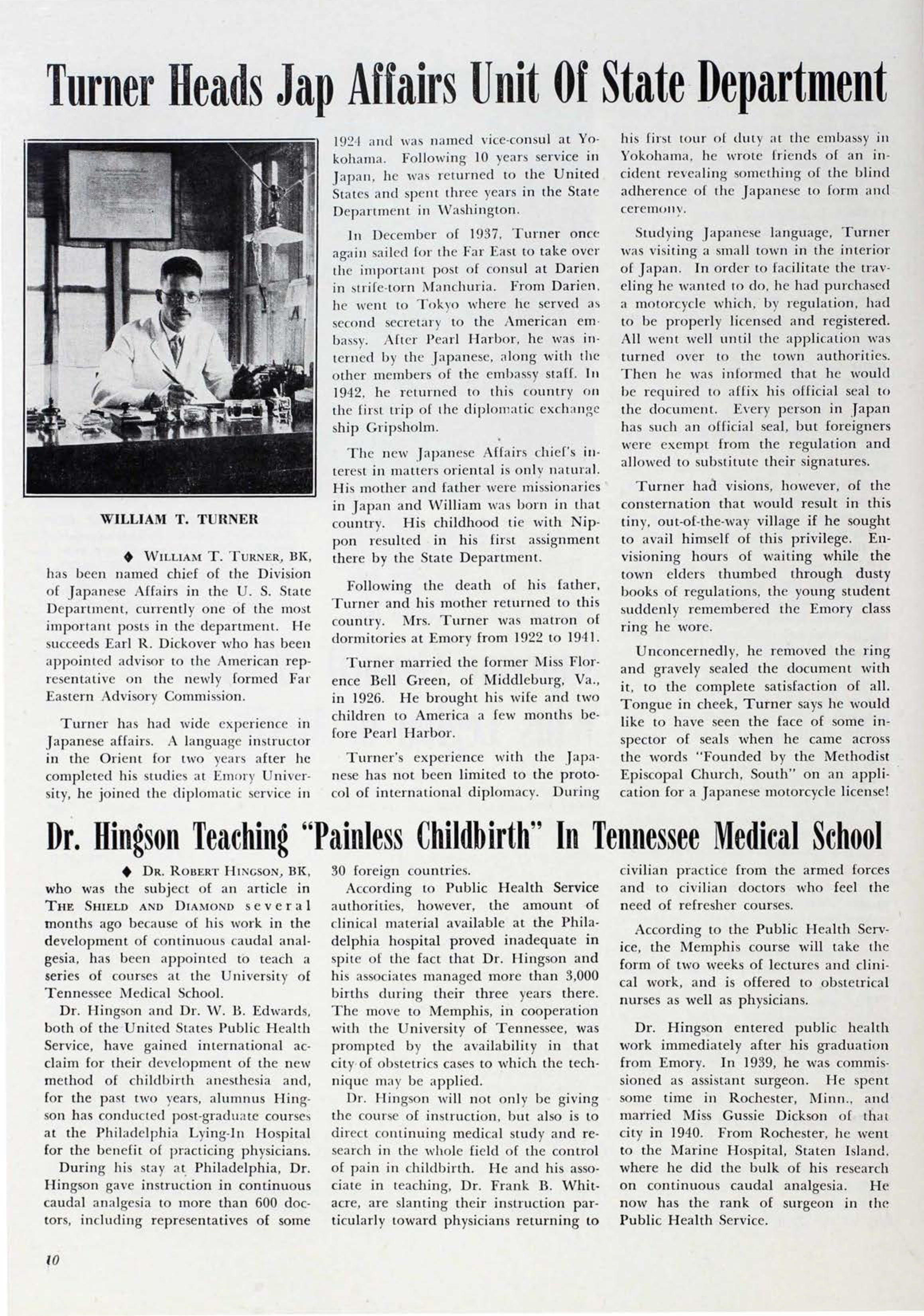 Turner Heads Jap Affairs Unit of State Department